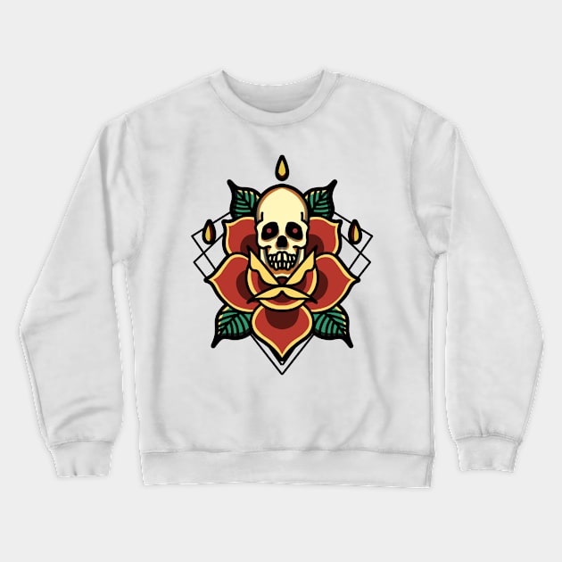 skull rose Crewneck Sweatshirt by donipacoceng
